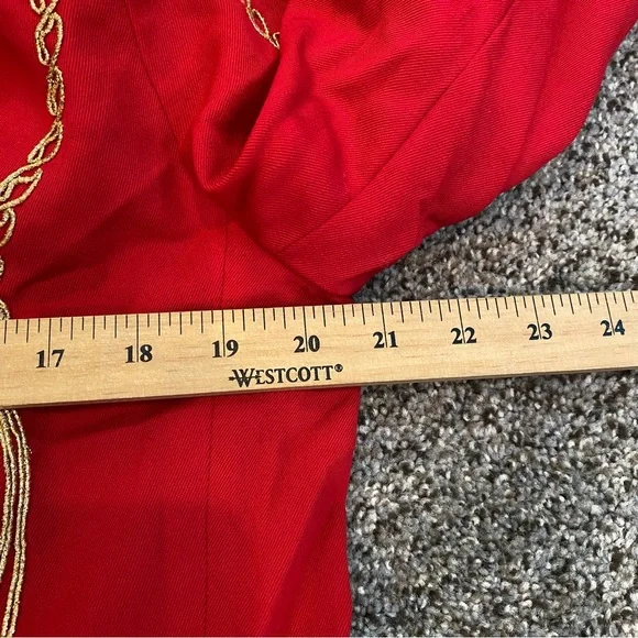 Vintage 80s Red Blazer with Gold Tassel Embroidery, Power Dressing, Women's LG - Picture 5 of 7